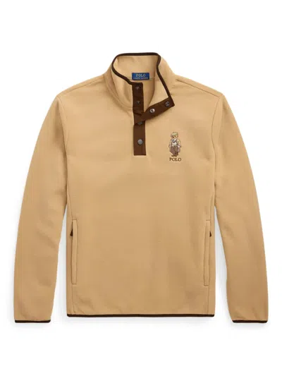 Polo Ralph Lauren Polo Bear Half-zip Sweatshirt In Brown