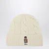 Polo Ralph Lauren Cream Polo Bear Wool Blend Beanie In Neutral