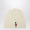 Polo Ralph Lauren Cream Polo Bear Wool Blend Beanie In Neutral