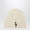 Polo Ralph Lauren Cream Polo Bear Wool Blend Beanie In Green