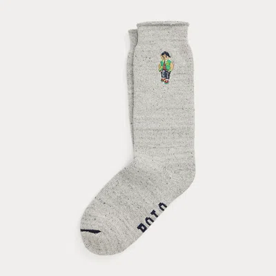 Polo Ralph Lauren Polo Bear Heathered Cotton-blend Socks In Grey