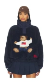 Polo Ralph Lauren Polo Bear High Pile Fleece Mockneck In Blue