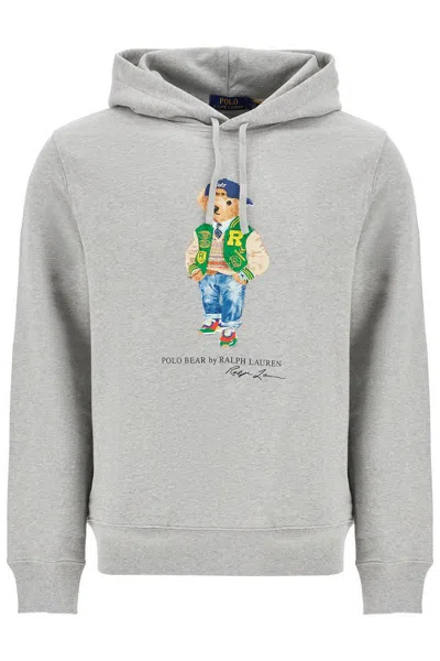 Polo Ralph Lauren Polo Bear Hooded Sweatshirt In Grey