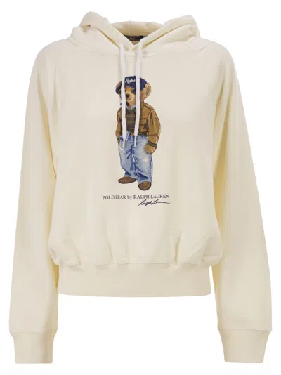 Polo Ralph Lauren Polo Bear Hooded Sweatshirt In Neutral