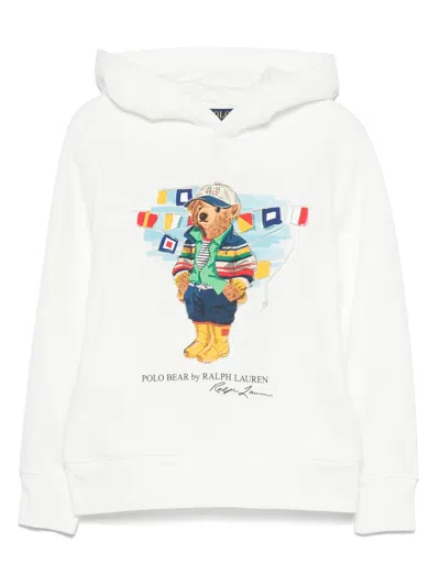 Polo Ralph Lauren Kids' Polo Bear Hoodie In 白色