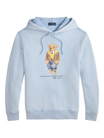 Polo Ralph Lauren Ralph Lauren Polo Bear Garment-dyed Fleece Hoodie In Blue