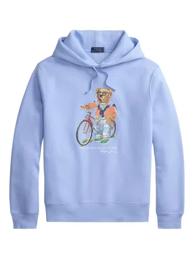 Polo Ralph Lauren Mens Austin Blue Summer Bear Bike Polo Bear Printed Cotton-blend Hoody Xl