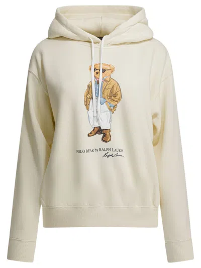Polo Ralph Lauren "polo Bear" Hoodie In White