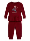 Polo Ralph Lauren Baby Girls 2-piece Fleece Sweatshirt And Pants Set In Brown