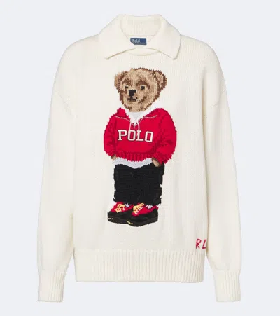 Polo Ralph Lauren Polo Bear Intarsia Linen And Cotton Sweater In Multicoloured