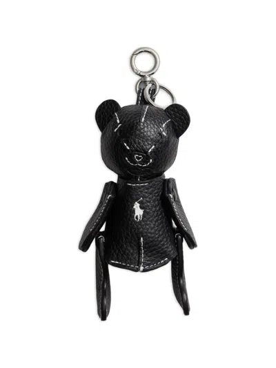 Polo Ralph Lauren Polo Bear Leather Bag Charm In Black