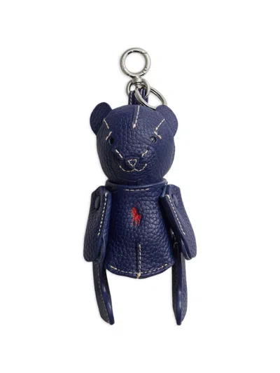 Polo Ralph Lauren Polo Bear Leather Bag Charm In Blue