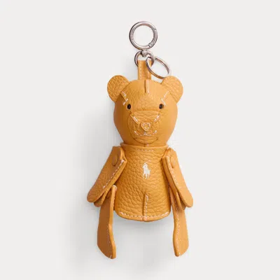 Polo Ralph Lauren Polo Bear Leather Bag Charm In Mango In Orange