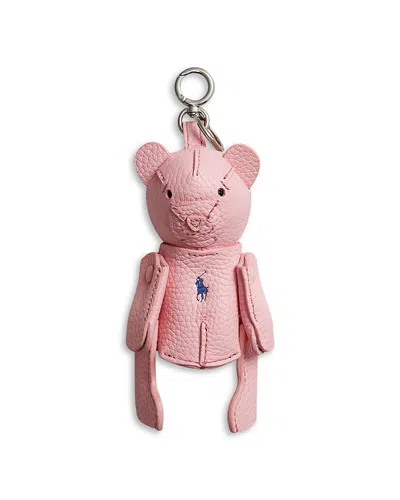 Polo Ralph Lauren Pebble Leather Polo Bear Charm In Pink