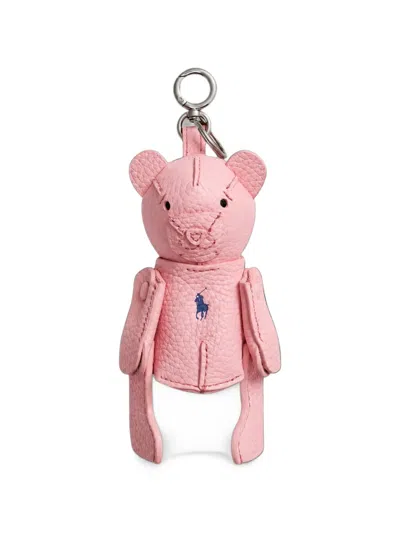 Polo Ralph Lauren Polo Bear Leather Bag Charm In Pink
