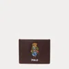 Polo Ralph Lauren Polo Bear Leather Card Case In Dark Brown