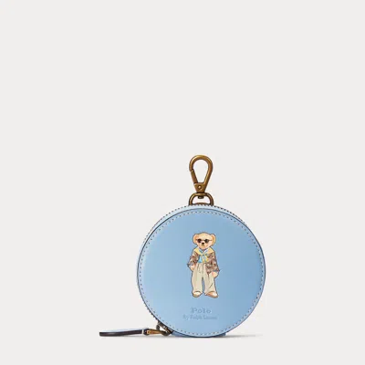 Polo Ralph Lauren Polo Bear Leather Coin Pouch In Blue