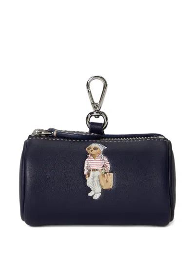 Polo Ralph Lauren Polo Bear Leather Coin Purse In Blue