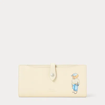 Polo Ralph Lauren Polo Bear Leather Snap Wallet In Neutral