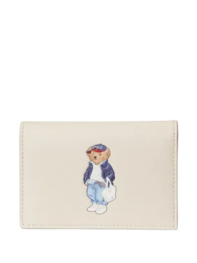 Polo Ralph Lauren Polo Bear Leather Wallet In Neutral