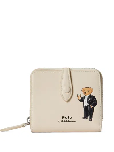 Polo Ralph Lauren Polo Bear Leather Wallet In Neutral