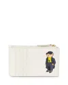 Polo Ralph Lauren Polo Bear Leather Zip Card Case In White