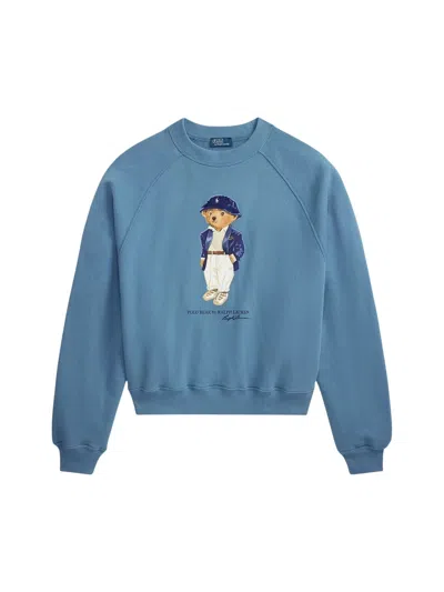 Polo Ralph Lauren Polo Bear Lightweight Fleece Crewneck In Blue