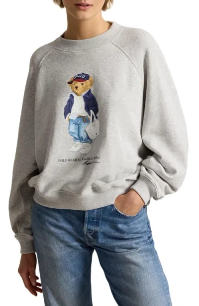 Polo Ralph Lauren Polo Bear Lightweight Fleece Crewneck Sweatshirt In Gray