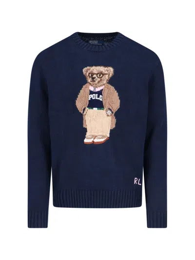 POLO RALPH LAUREN 'POLO BEAR' LINEN AND COTTON SWEATER