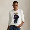 Polo Ralph Lauren Polo Bear Linen-cotton Crewneck Sweater In Deckwash White Multi