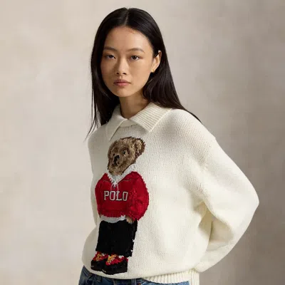 Polo Ralph Lauren Polo Bear Linen-cotton Sweater In Parchment Cream