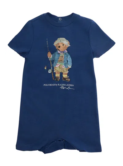 Polo Ralph Lauren Polo Bear Logo Cotton Dress In Blue