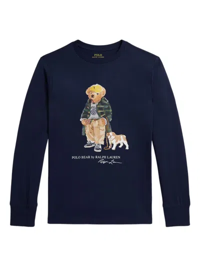 Polo Ralph Lauren Kids' Polo Bear Long-sleeve Sweatshirt In Blue