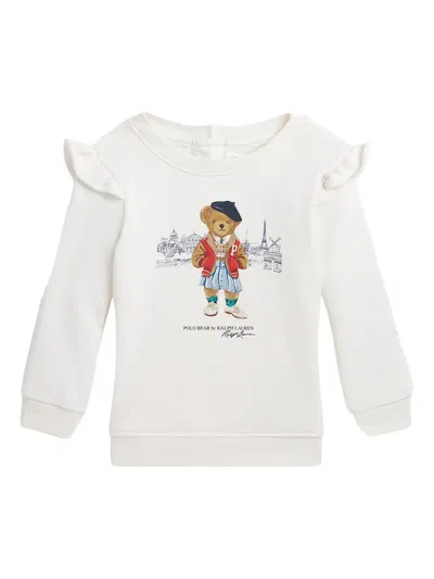 Polo Ralph Lauren Babies' Polo Bear Long-sleeve Sweatshirt In White