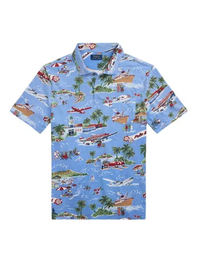 Polo Ralph Lauren Hawaii Bear Short Sleeve Shirt In Blue