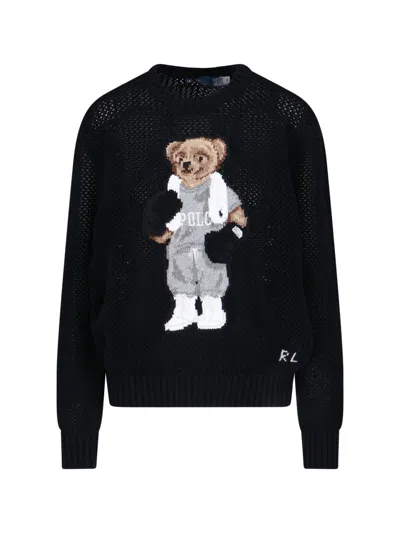 POLO RALPH LAUREN 'POLO BEAR' OPENWORK SWEATER