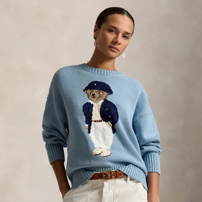 Polo Ralph Lauren Polo Bear Oversize Cotton Sweater In Blue Note