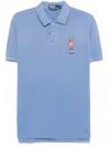 Polo Ralph Lauren Blue Polo Shirt With Classic Collar And Polo Bear Embroidery On The Front In Blue