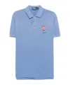 Polo Ralph Lauren Blue Polo Shirt With Classic Collar And Polo Bear Embroidery On The Front In Blue