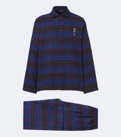 Polo Ralph Lauren Polo Bear Plaid Cotton Flannel Pajamas In Multi