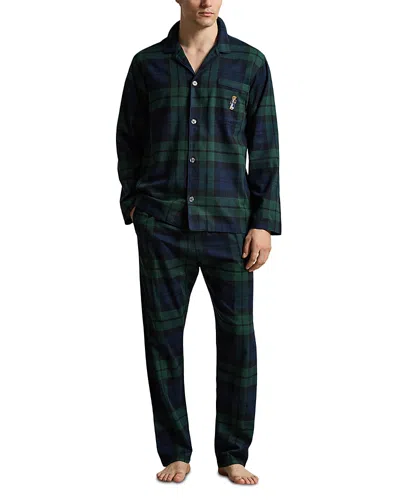Polo Ralph Lauren Polo Bear Plaid Flannel Pajama Set In Multi