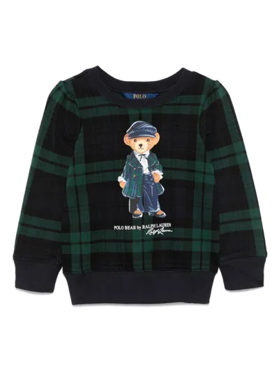 Polo Ralph Lauren Kids' Polo Bear Plaid Sweatshirt In Black