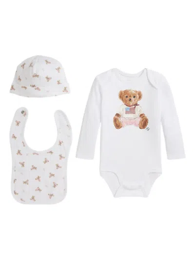 Polo Ralph Lauren Polo Bear-print Babygrow Set In White