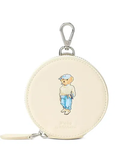 Polo Ralph Lauren Polo Bear Print Circular Purse In Neutral