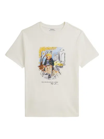 Polo Ralph Lauren Kids' Polo Bear Print Crew-neck T-shirt In White