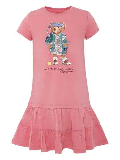 Polo Ralph Lauren Kids' Polo Bear-print Dress In Pink