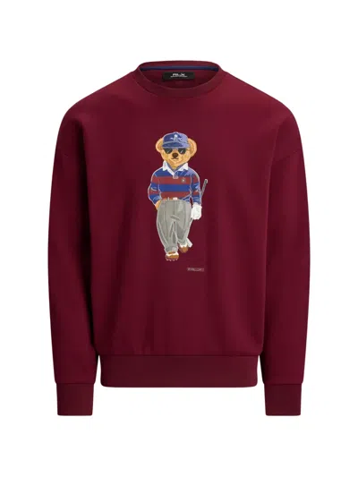 Polo Ralph Lauren Lightweight Magic Fleece Novelty Bear Sweatshirt Classic Wine In Red