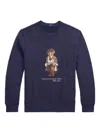Polo Ralph Lauren Navy Blue Cotton Blend Sweatshirt With Iconic Bear Logo In Blue