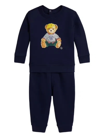 Polo Ralph Lauren Babies' Polo Bear-print Sweatshirt And Sweatpants Set In Blue