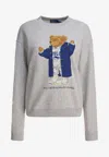 Polo Ralph Lauren Brushed Cotton Blend Sweatshirt With Iconic Polo Bear Print In Gray